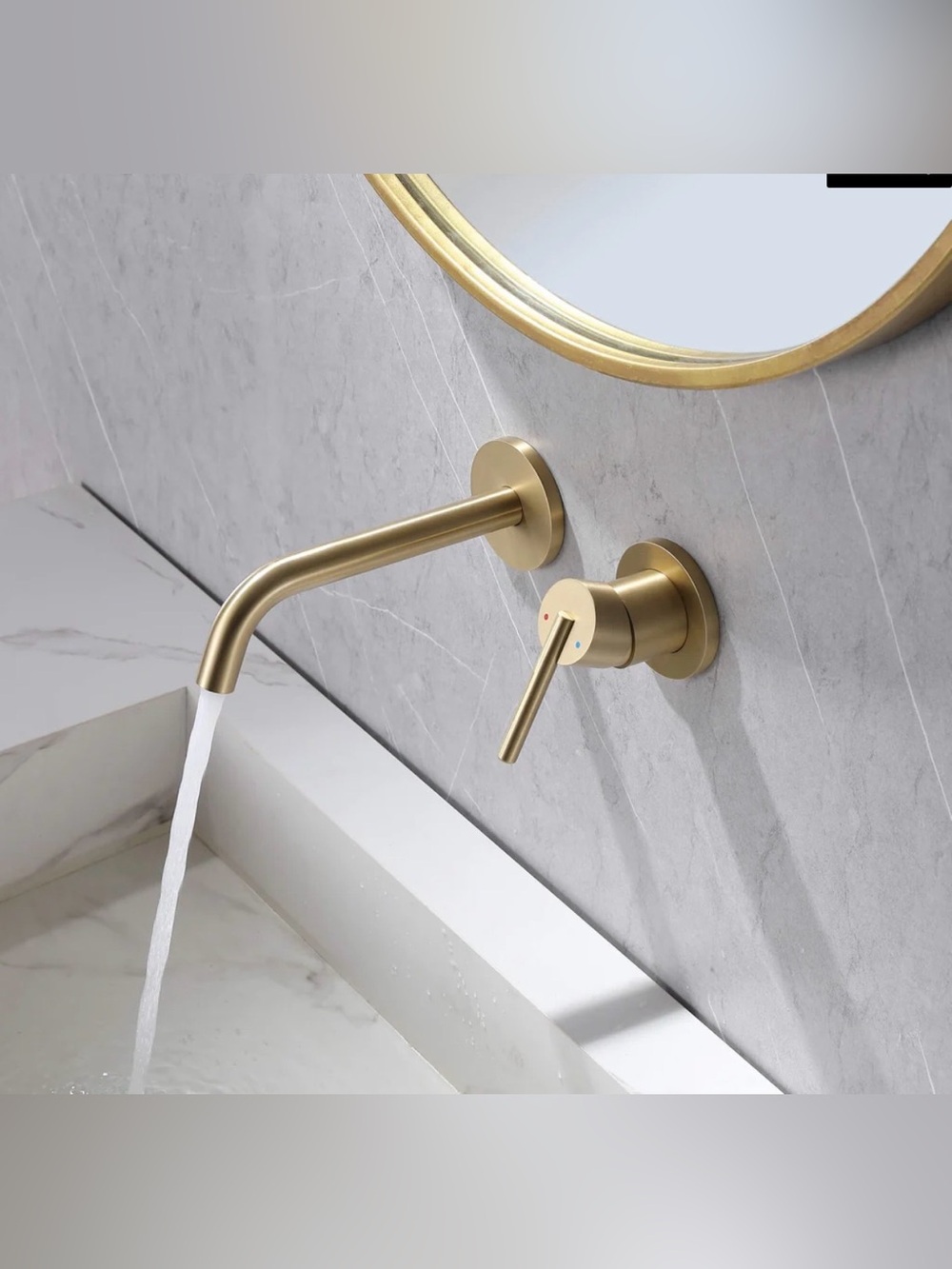 Wall-Mounted Basin Faucet Set with Minimalist Round Handle